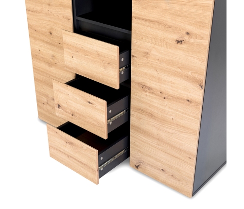 Трехсекционный шкаф Klups DALIA ANTHRACITE-OAK