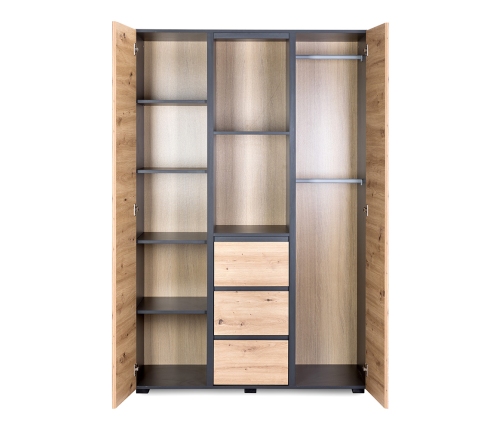 Трехсекционный шкаф Klups DALIA ANTHRACITE-OAK