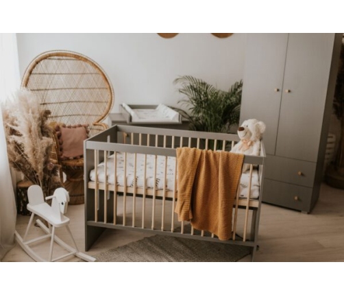 Bērnu gulta KLUPS ar aizsargbarjeru PAULINE GRAPHITE 120x60