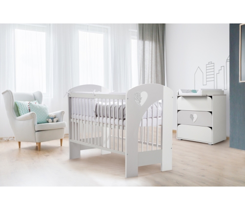 Kumode ar pārtinamo galdiņu Klups NEL HEART WHITE-GREY