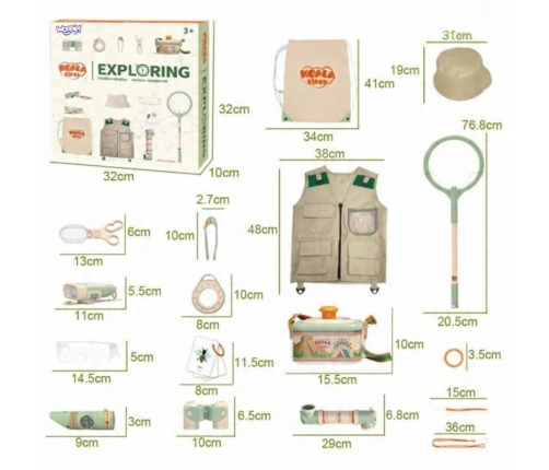 WOOPIE Zestaw Małego Odkrywcy Lornetka Kompas Siatka Na Owady Motyle Latarka