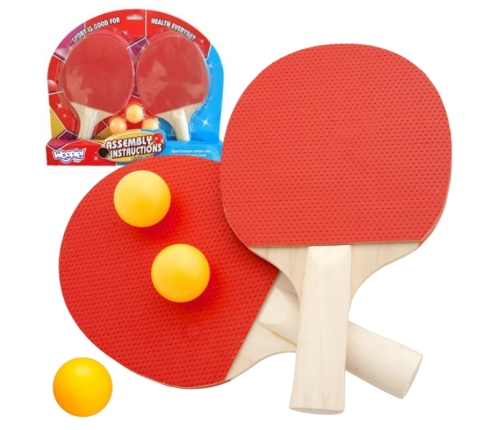 WOOPIE Paletki Rakietki Do Ping Pong Tenisa Stołowego Zestaw + 3 Piłeczki