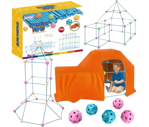 WOOPIE Zestaw Konstrukcyjny XXL Klocki do Budowania Namiotu Bazy Rurki Słomki 340 el.