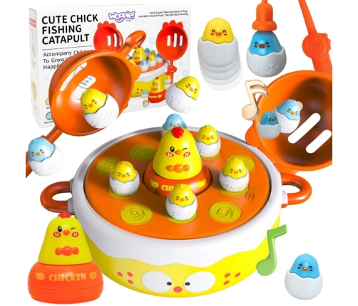 WOOPIE Gra Zręcznościowa Łowienie Kurczaczków 2w1 Katapulta