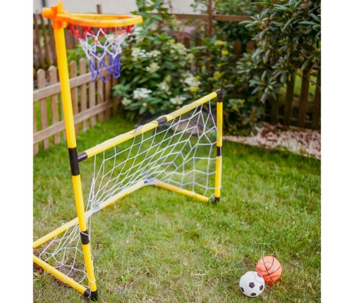 WOOPIE Zestaw 2w1 koszykówka Bramka do Piłki Nożnej + Piłki i Pompka
