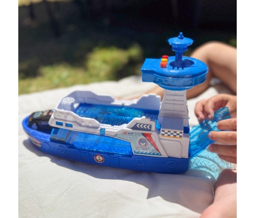 WOOPIE Łódź Policyjna Patrolowa Interaktywna - Skala 1:16 + Autka 3 szt.