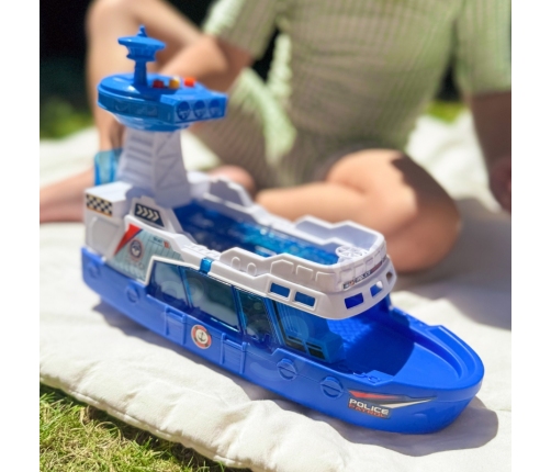 WOOPIE Łódź Policyjna Patrolowa Interaktywna - Skala 1:16 + Autka 3 szt.