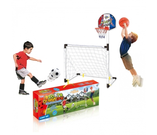 WOOPIE Zestaw 2w1 Koszykówka Bramka do Piłki Nożnej+ Piłki