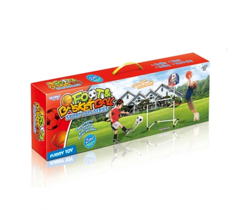 WOOPIE Zestaw 2w1 Koszykówka Bramka do Piłki Nożnej+ Piłki