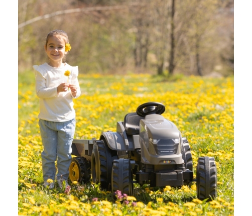 SMOBY Traktor XXL Szary na Pedały z Przyczepką