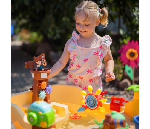 WOOPIE Stolik Wodny 2w1 Piaskownica Statek Piracki XL z Maszyna do Robienia Baniek Mydlanych