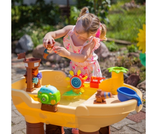 WOOPIE Stolik Wodny 2w1 Piaskownica Statek Piracki XL z Maszyna do Robienia Baniek Mydlanych