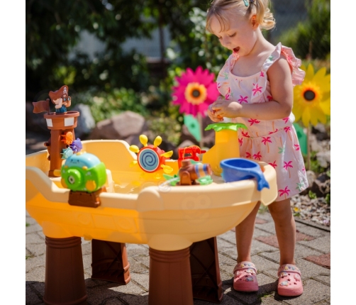 WOOPIE Stolik Wodny 2w1 Piaskownica Statek Piracki XL z Maszyna do Robienia Baniek Mydlanych