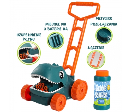 WOOPIE Kosiarka Ogrodowa Dino na Bańki Mydlane Dinozaur + Płyn