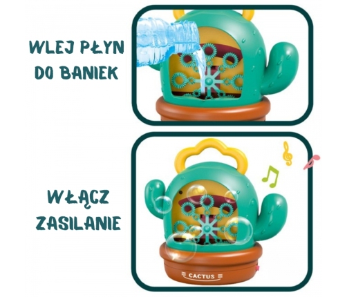 WOOPIE Kaktusowa Elektryczna Maszyna Do Bąbelków Efekty Dźwiękowe i Świetlne