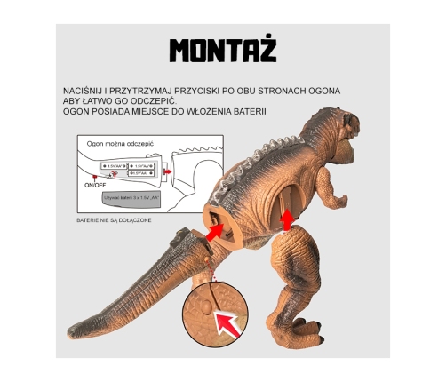 WOOPIE Zdalnie Sterowany Dinozaur T-Rex Realistyczny Król Jurajski