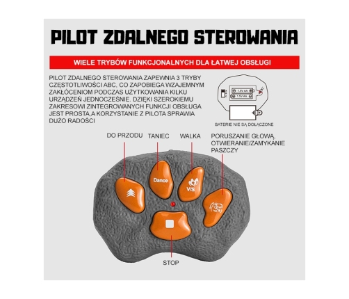WOOPIE Zdalnie Sterowany Dinozaur T-Rex Realistyczny Król Jurajski