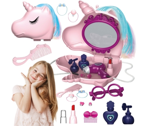 WOOPIE Toaletka dla Dziewczynki 2w1 Salon Piękności w Torebce Jednorożec