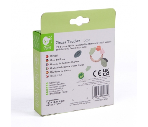 CLASSIC WORLD Drewniana Grzechotka Sensoryczna Gryzak 2w1