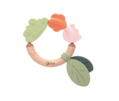 CLASSIC WORLD Drewniana Grzechotka Sensoryczna Gryzak 2w1