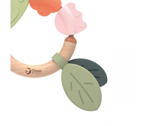 CLASSIC WORLD Drewniana Grzechotka Sensoryczna Gryzak 2w1