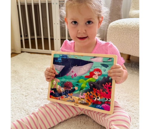 VIGA Drewniane Puzzle Układanka 24 el. Sekrety Morza