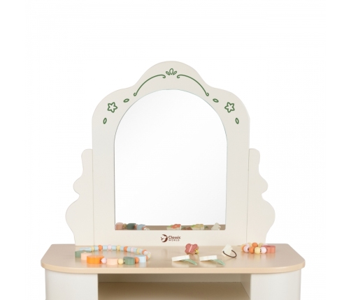 CLASSIC WORLD Drewniana Toaletka z Lustrem Krzesełkiem i Akcesoriami Pastelowa