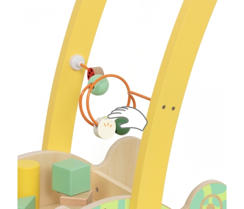 CLASSIC WORLD Drewniany Pchacz Chodzik Kameleon z Klockami