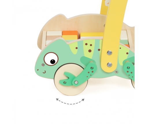 CLASSIC WORLD Drewniany Pchacz Chodzik Kameleon z Klockami