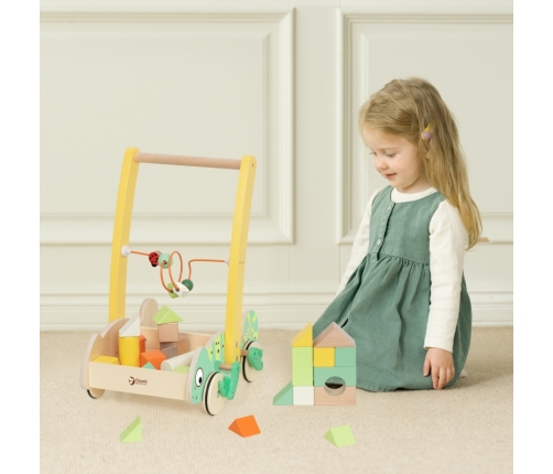 CLASSIC WORLD Drewniany Pchacz Chodzik Kameleon z Klockami