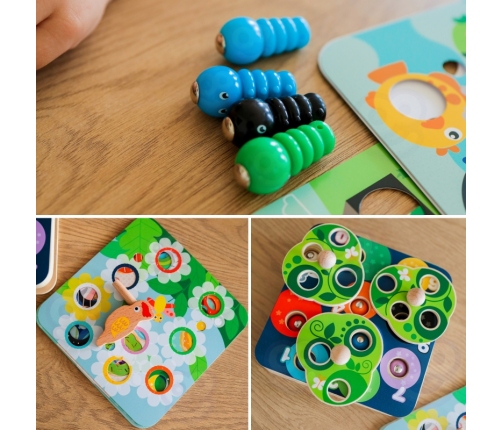 TOOKY TOY Drewniana Gra Zręcznościowa 2w1 Wyciągnij Robaczki dla Dzieci