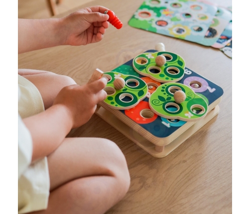 TOOKY TOY Drewniana Gra Zręcznościowa 2w1 Wyciągnij Robaczki dla Dzieci
