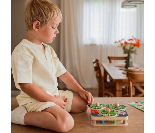 TOOKY TOY Drewniana Gra Zręcznościowa 2w1 Wyciągnij Robaczki dla Dzieci