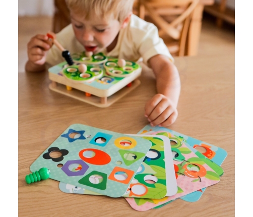 TOOKY TOY Drewniana Gra Zręcznościowa 2w1 Wyciągnij Robaczki dla Dzieci