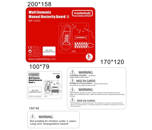 MASTERKIDZ Tablica Edukacyjna - Zręczność Manualna Sznurowanie Montessori