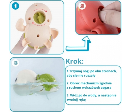 Woopie Żółw Żółwik Pływający Nakręcany Zabawka Do Kąpieli Niebieski