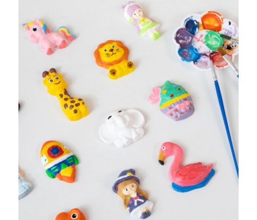 WOOPIE Zestaw Kreatywny z Farbami DIY Zrób Odlewy Gipsowe Figurki i Pomaluj - Zestaw Zwierzątka