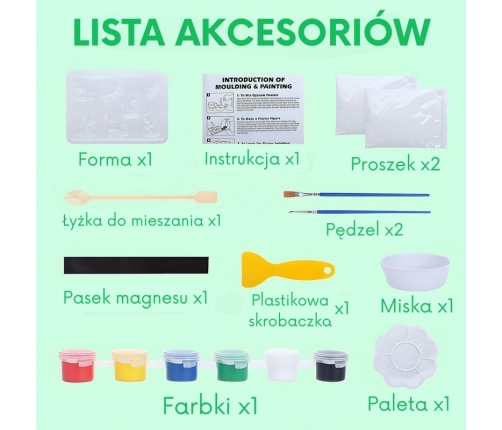 WOOPIE Zestaw Kreatywny z Farbami DIY Zrób Odlewy Gipsowe Figurki i Pomaluj - Zestaw Zwierzątka