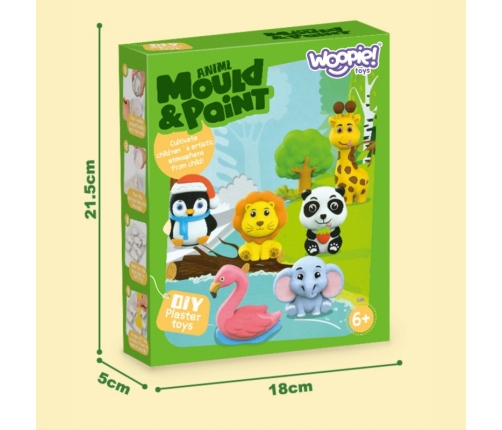 WOOPIE Zestaw Kreatywny z Farbami DIY Zrób Odlewy Gipsowe Figurki i Pomaluj - Zestaw Zwierzątka