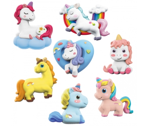 WOOPIE Zestaw Kreatywny z Farbami DIY Zrób Odlewy Gipsowe Figurki i Pomaluj - Zestaw Jednorożce