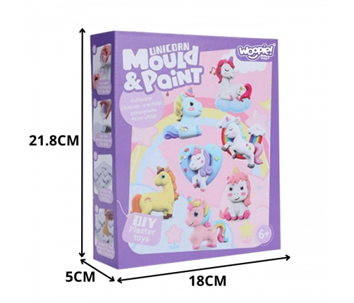 WOOPIE Zestaw Kreatywny z Farbami DIY Zrób Odlewy Gipsowe Figurki i Pomaluj - Zestaw Jednorożce