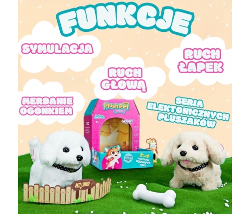 WOOPIE Piesek Interaktywny Pluszak z Kością Bichon Golden Retriever