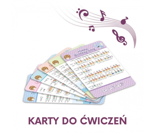 WOOPIE Perkusja Edukacyjna dla Dzieci 5 Bębnów 1 Talerz + Taboret z Motywem Zwierzątek