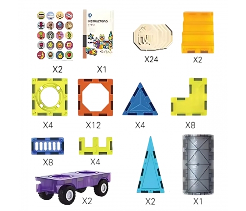 WOOPIE Klocki Magnetyczne 3D Zestaw Zamek Pojazdy 71el.