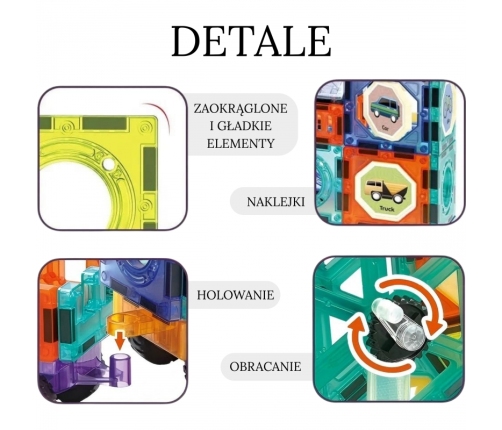 WOOPIE Klocki Magnetyczne 3D Zestaw Zamek Pojazdy 71el.