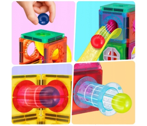 WOOPIE Klocki Magnetyczne Konstrukcyjne 3D Zestaw Edukacyjny Tor Kulkowy 42 el.