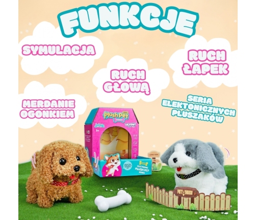 WOOPIE Piesek Interaktywny Pluszak z Kością Pudel Husky