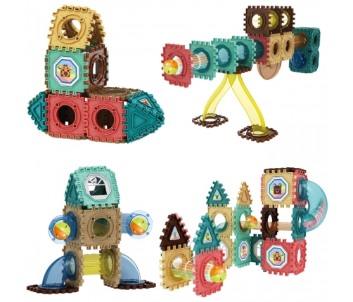 WOOPIE Klocki Magnetyczne Konstrukcyjne 3D Zestaw Edukacyjny Tor Kulkowy 68el.