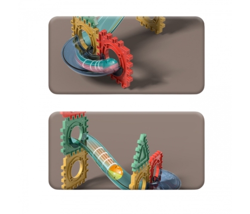 WOOPIE Klocki Magnetyczne Konstrukcyjne 3D Zestaw Edukacyjny Tor Kulkowy 128el.