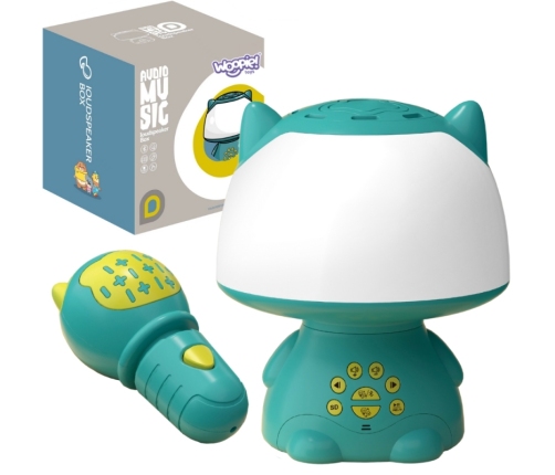 WOOPIE Multifunkcyjna Lampka RGB Głośnik Bluetooth Karaoke Modulator Głosu Karta SD AUX Turkusowa